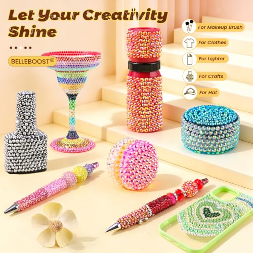 BELLEBOOST 36,000PCS 3mm Rhinestones Bedazzling Craft Kit with Adhesive & Tools