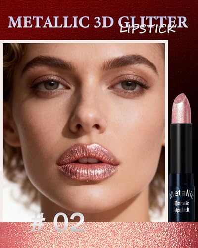 Metallic Shimmer Lipstick - Long Lasting, High Pigmented, Waterproof