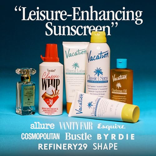 Vacation Classic Sunscreen Lotion SPF 50 + Air Freshener Bundle, Water Resistant Broad Spectrum Sunscreen Sun Block, Vegan Sun Tanning Lotion, Body Lotion with SPF, SPF 50 Sunscreen, 3.4 Fl. Oz.