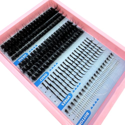 HBZGTLAD Lash Clusters with Spikes 60D-150D Volume Eyelash Extensions DIY Individual Lashes Strip Mink Spiky Cluster Lashes (Cluster Lashes with Spikes 60D+80D)