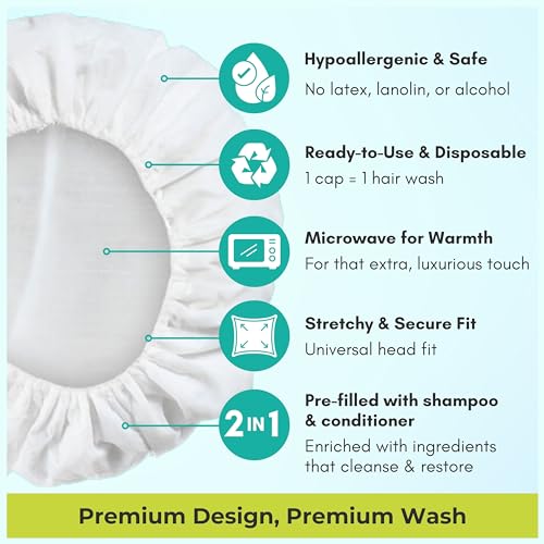 No-Rinse Shampoo Cap - Waterless Hair Wash, 6 Pack