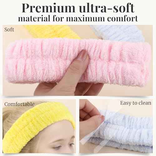 Teenitor Spa Headband, Fluffy Facial 3 Pieces Makeup Headband for Washing Face, Skin Care