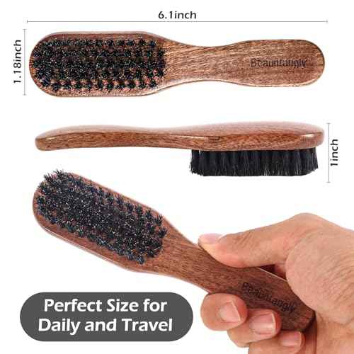 Beard Brush, 100% Real Wild Boar Bristle Walnut Wood Beard & Mustache Comb Brush for Men¡¯s Beard Grooming and Care, Gift for Men to Straighten and Promote Beard Growth