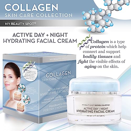 Active Day & Night Hydrating Facial Anti-Aging Cream – Non-Greasy, Fast Absorbing – Anti-Wrinkle, Hydrates, Smooths, Regenerates and Strengthens (Collagen)