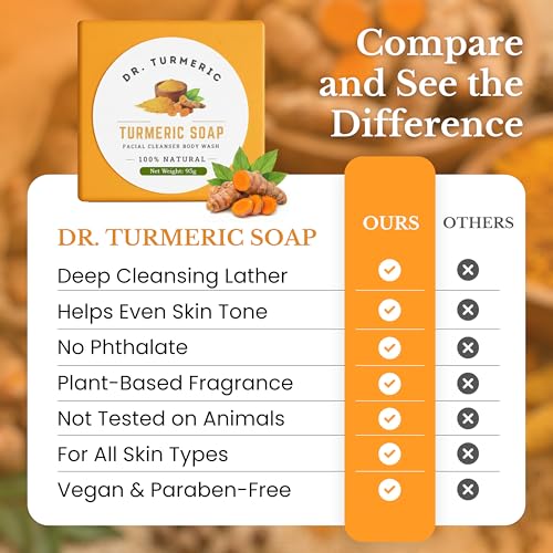 Turmeric Soap Bar | Face & Body Cleanser | Moisturizing | Lathering | Deep Cleansing | Evens Skin Tone | Refreshing Scent | Radiant Skin | 1 count pack of 1|