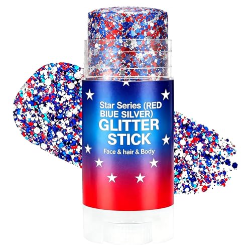 Red White Blue Glitter Stick for Face & Body