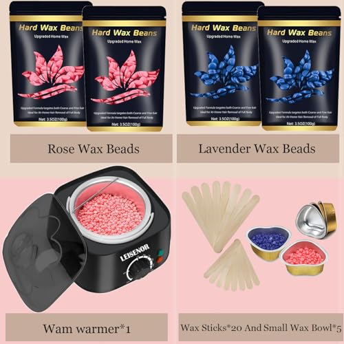 Waxing Kit for Women Men Digital Wax Warmer Hard Wax Kit with 400g Wax Beans for Full Body Brazilian Bikini Armpit Hair Removal Black