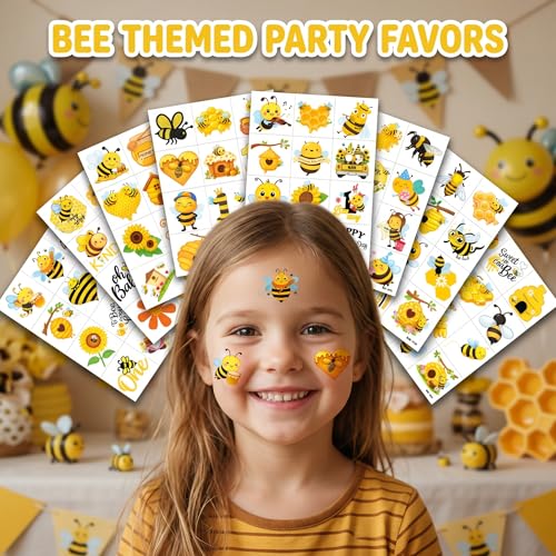 96 PCS Yellow Bee Temporary Tattoos for Kids