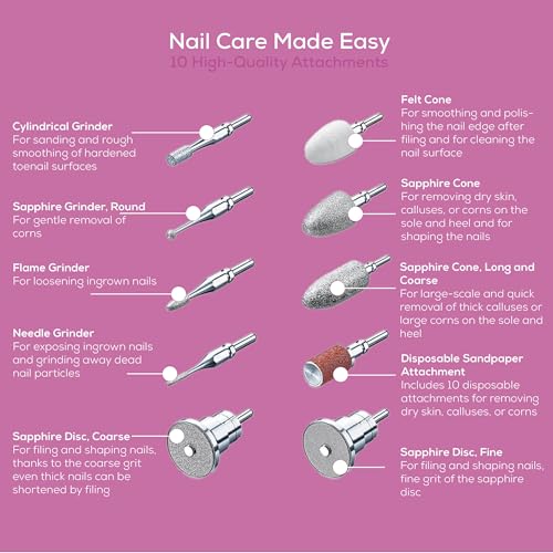 Professional Nail Drill Kit with 10 Attachments & LED Light