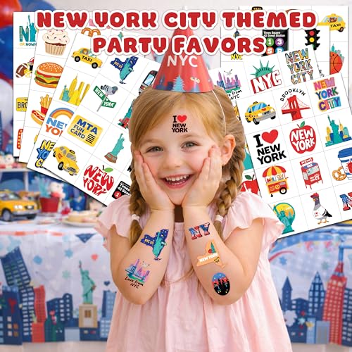 96 PCS NYC Temporary Tattoos for Kids | Skyline Party Favors