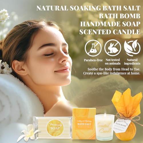 Bath and Body Gift Set for Women, 8 Pcs Vanilla Spa Set Gifts with Tumbler, Birthday Gifts for Women, Unique Gift Ideas for Her, Mom