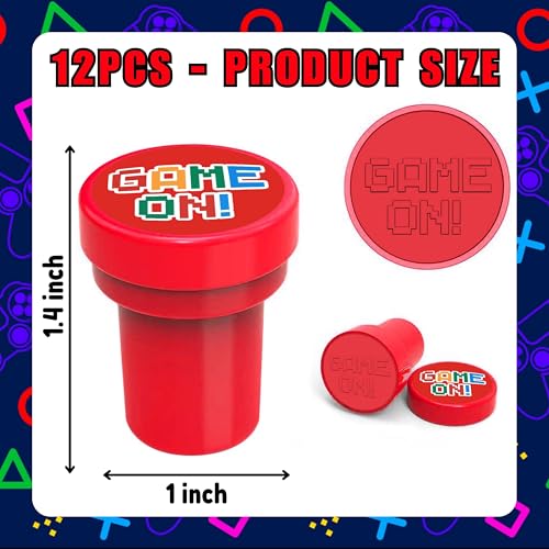 Video Game Party Favors Set - 24 Tattoos & 12 Stamps