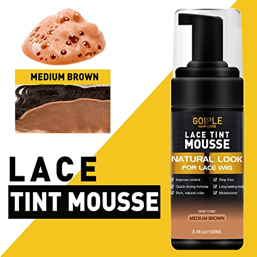 Lace Tint Mousse Kit for Wigs - Mocha Brown with Glue & Tools