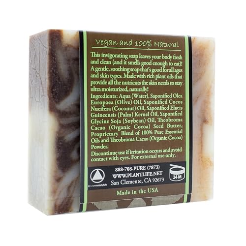 Plantlife Cocoa Mint Bar Soap - Moisturizing and Soothing Soap for Your Skin - Hand Crafted Using Plant-Based Ingredients - Made in California 4oz Bar