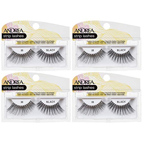 Andrea Strip Lashes Style 23 - Black, 4 Pair Reusable Human Hair
