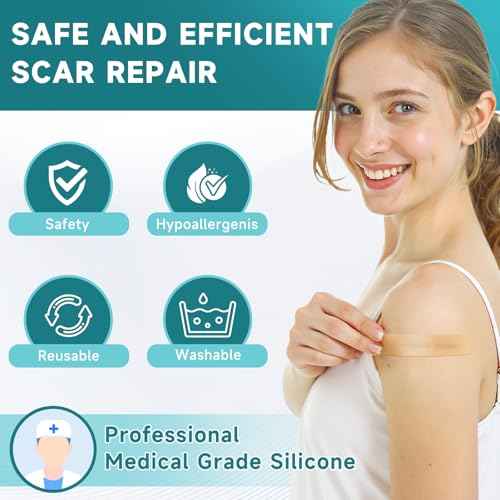 Silicone Scar Sheets, Silicone Scar Tape(5.7¡± x 1.57¡± 10 Pcs), Scar Removal Away Strips for Surgical Scars, Keloid, C-Section, Burn et