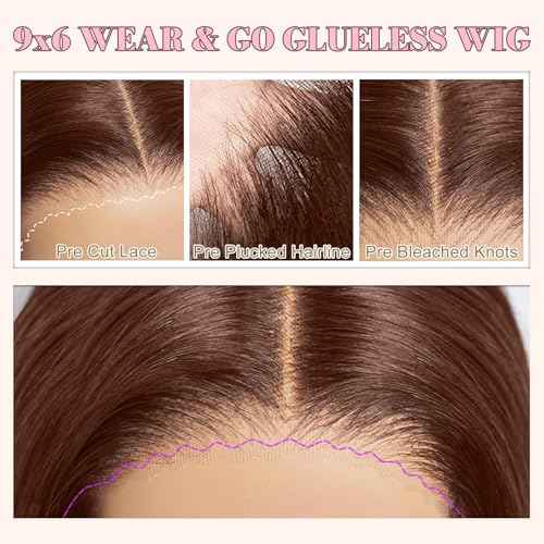 28 Inch Chocolate Brown Lace Front Wig Human Hair 220 Density 9x6 HD Lace Brown Wear and Go Glueless Wigs Pre Plucked Pre Cut Dark Brown Wig Human Hair Straight Glueless Wig for Women