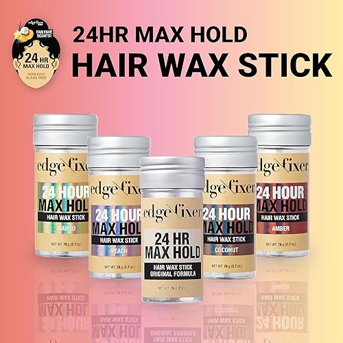 Red by Kiss Hair Wax Stick 24HR Max Hold Edge Fixer Edge Control Pomade Non-Sticky, Non-Oily Flake Free Hair Styling Wax 2.7 oz. (Amber)