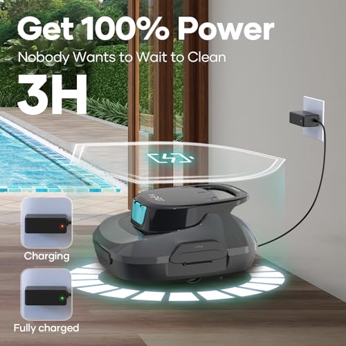 AIPER Scuba SE Robotic Pool Cleaner, Cordless Robotic Pool Vacuum, Lasts up to 90 Mins, Ideal for above Ground Pools Up to 860 Sq.ft, Automatic Cleaning with Self-Parking Capabilities-Gray