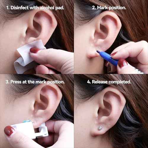limerencia Ear Piercing Kit Titanium G23, Disposable Ear Piercing Gun Kit with F136 Medical Grade Titanium 4mm Cubic Zirconia Stud, At Home Self Ear Piercer Kit with Alcohol Pads