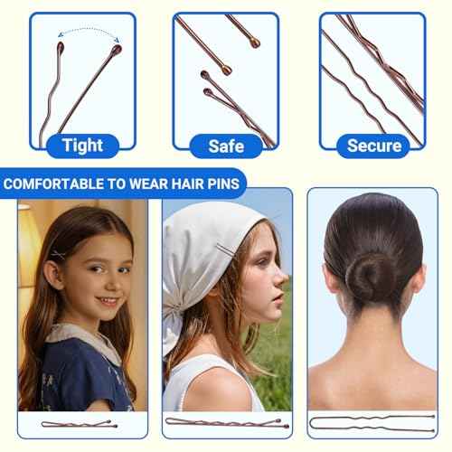 TsMADDTs Bobby Pins and Hair Nets Set, Hair Accessories for Women with Invisible Nets for Ballet Bun(11.81&19.86IN), U Pins for Dance(1.37&2.36IN), Elastic Bands, Clear Rubber Bands