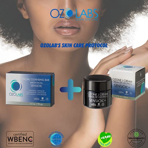 OZOLABS | facial cleansing bar with certified organic ozonated oils | Deep Cleansing & Hydrating face soap | Gentle for sensitive skin | vegan fragrance free | daily cleanse routine | 3.2 oz