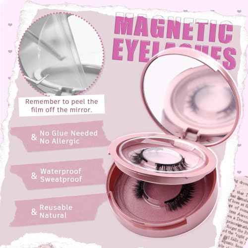 FADLASH Magnetic Eyelashes Natural Look Magnetic Lashes with Applicator Reusable Wispy Magnetic Eyelashes No Glue Needed False Eyelash 2 Pair