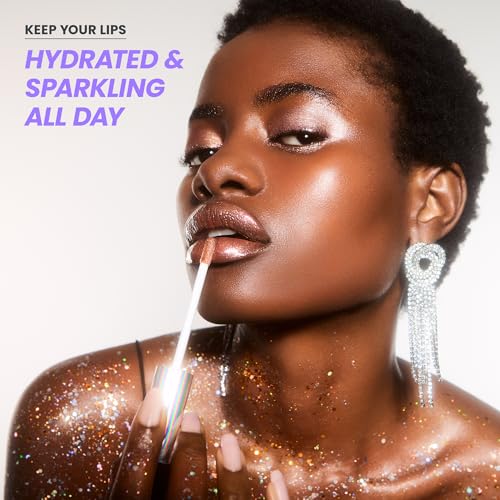 Wonderskin Gold Glitter Lip Gloss - Long Lasting, High Shine, Non-Sticky