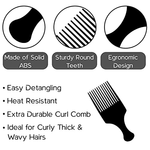 Boorika Afro Hair Pick Comb 7.5 In Wide Tooth Detangling Pack of 2