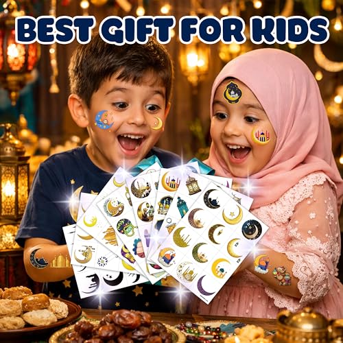 Ramadan Temporary Tattoos - 96 PCS Islamic Eid Kareem Stickers