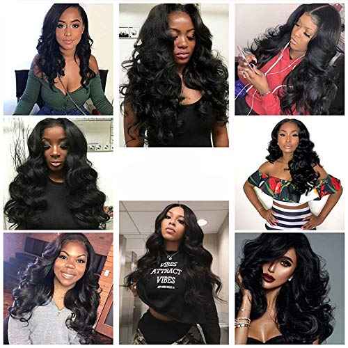 12A Human Hair Bundles 16 18 20 Inch Body Wave Bundles Human Hair, hair extensions real human hair Natural Black Wavy Human Hair Extensions 1B Bundles for Women(body16 18 20)