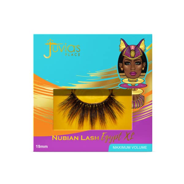 Juvia's Place Nubian Eyelashes Egypt - Eyelash Extension for Day or Night Use, Vegan Mink Lashes, Cruelty-Free Fluffy Lashes, Reusable Adhesive Eyelashes, Matte Black Mink Eyelashes Natural Look