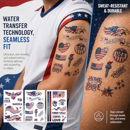 American Flag Temporary Tattoos for 2026 World Cup Fans