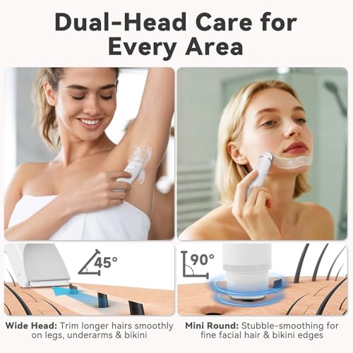 Bikini Trimmer for Women ? Gentle Electric Razor for Sensitive Areas, Waterproof USB-C Rechargeable Shaver for Body & Face, Stocking Stuffers Holiday Gift (Petal Pink + Pearl White)