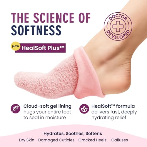 Dr. Frederick's Moisturizing Gel Socks for Dry Feet & Cracked Heels, Pink 1 Pair