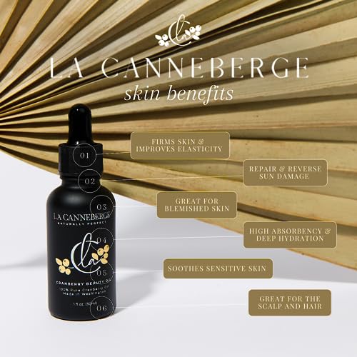 La Canneberge Cranberry Beauty Oil - Intensive Hydration & Revitalization for Face, Hair & Body -1 Fl Oz Certified Organic Cranberry Seed Oil -Moisturizing, Vitamin-Rich, Non-Greasy Skin Care