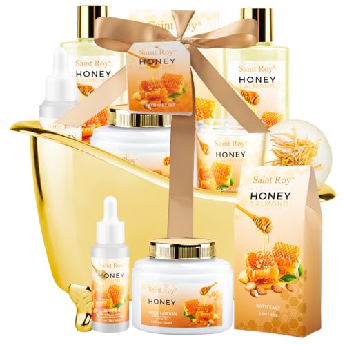 Honey Almond Bath Gift Set for Women & Men - 8pc Spa Kit