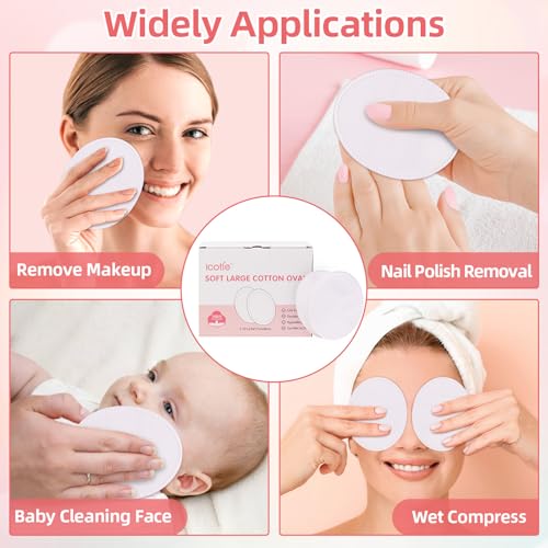 Oval Cotton Pads 100 Count - Ultra-Soft Makeup Remover