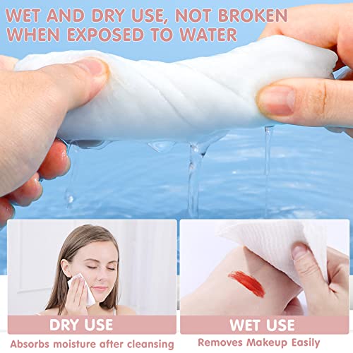 Disposable Face Towel Dry Wipes, 100% Cotton Facial Tissue, Lint Free Facial Cleansing Towels, Super Absorbent Dry and Wet Use for Makeup Removing, Sensitive/Baby Skin (1 Pack-60 Count)