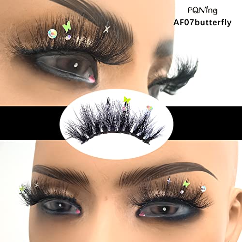 Butterfly Rhinestone Mink Eyelashes - 4 Pairs Dramatic