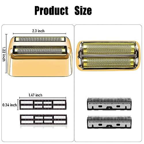 Replacement Shaver Foil and Cutter, Professional Replacement Shaver Foil Head Cutter Blade for BaBylissPRO Barberology FX Collection Metal Double Foil Shaver (Gold)