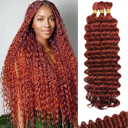 Boho Braiding Hair 110g Deep Wave Human Hair 3 Bundles #350