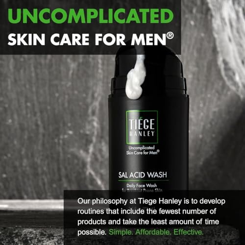 Tiege Hanley Skin Care Set for Men, Essential Routine for Oily & Combination Skin, Level 1 System With Salicylic Acid Face Wash, Glycolic Pads, AM SPF & PM Moisturizers, Men¡¯s Skin Care, 4 Piece Kit