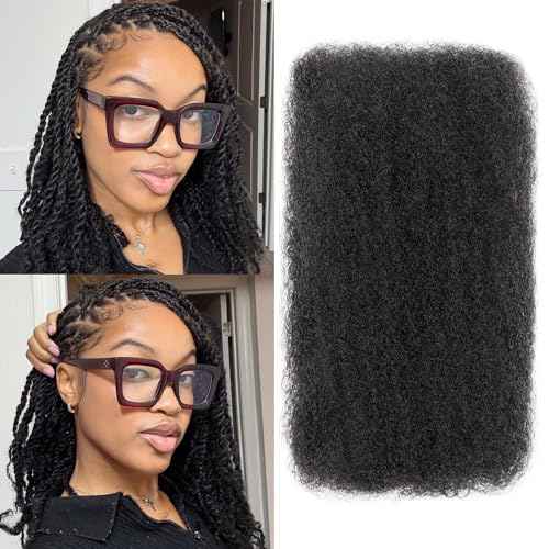 BLL Afro Kinkys Bulk Human Hair, 18 Inch 50 Gram 100% Human Hair for Mini Twist Braiding Dreadlock Loc Extensions Afro Kinky Curly Hair Bulk Black Color (1B, 18 Inch (Pack Of 1))