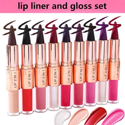Red Lip Liner & Liquid Lipstick Set - Waterproof Matte
