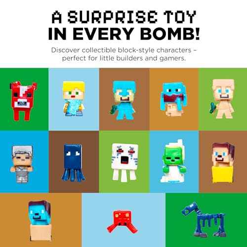 TNT Creeper Bath Bomb for Kids with Block Builder Surprise Figure Inside (1 Pack) ? Large Fizzy Bubble Mine Bomb for Boys & Girls ? Fruity Scent, Skin-Safe, Made in USA - by Two Sisters