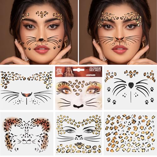 Cheetah Face Stickers Temporary Tattoos for Halloween Costume