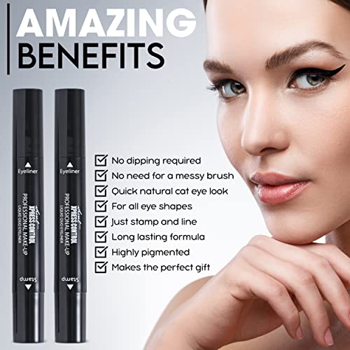 Secret Xpress Control Winged Eyeliner Stamp - Waterproof Liquid Pen (2 Pack)