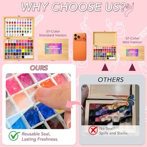 57 Colors Pat Gel Polish Palette Kit for Ombre & DIY Nail Art Designs