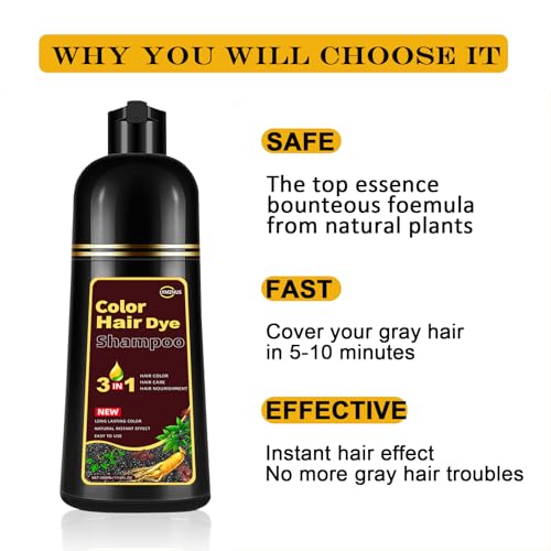Lymznus Dark Wine Red Hair Dye Shampoo 3-in-1 for Gray Coverage (Variation: Dark Wine Red)